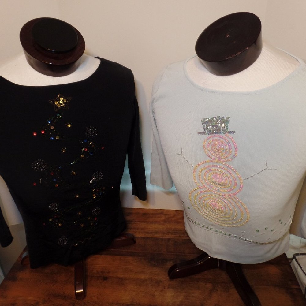 Lot of 2 Women's Holiday Sweaters - 1990s sz S 740